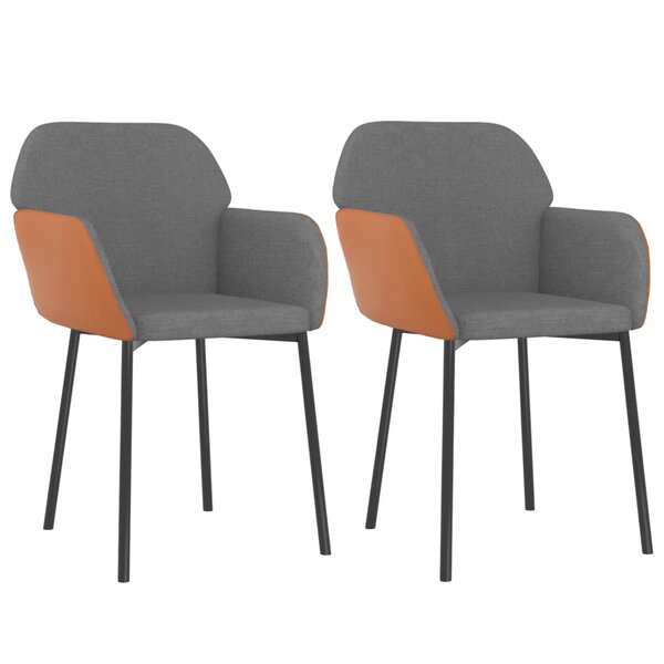 vidaXL Chaises à manger lot de 2 gris clair tissu et similicuir
