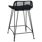 vidaXL Tabouret de bar 2 Pièces Noir 44 x 45 x 76 cm Rattan et Acier