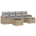 vidaXL Salon de jardin avec coussins 6Pièces mélange beige résine tressée