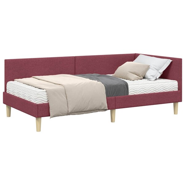 vidaXL Cadre de lit d'angle avec matelas 2 pc Bordeaux 80 x 200 cm