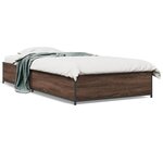 vidaXL Cadre de lit chêne marron 100x200 cm bois d'ingénierie et métal