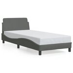 vidaXL Cadre de lit Dover gris foncé 90x190 cm tissu
