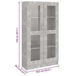 vidaXL Armoire à vitrine Gris béton 82 5x30 5x150 cm Bois d'ingénierie