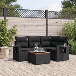 vidaXL Salon de jardin 5 Pièces avec coussins noir résine tressée
