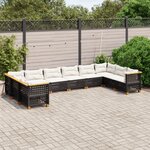 vidaXL Salon de jardin 10 Pièces avec coussins noir résine tressée