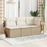 vidaXL Canapé de jardin sans accoudoirs coussins beige résine tressée