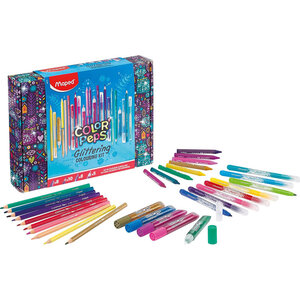 Coffret - Crayons et feutres de coloriage à paillettes - 31 pièces - Maped Color'Peps