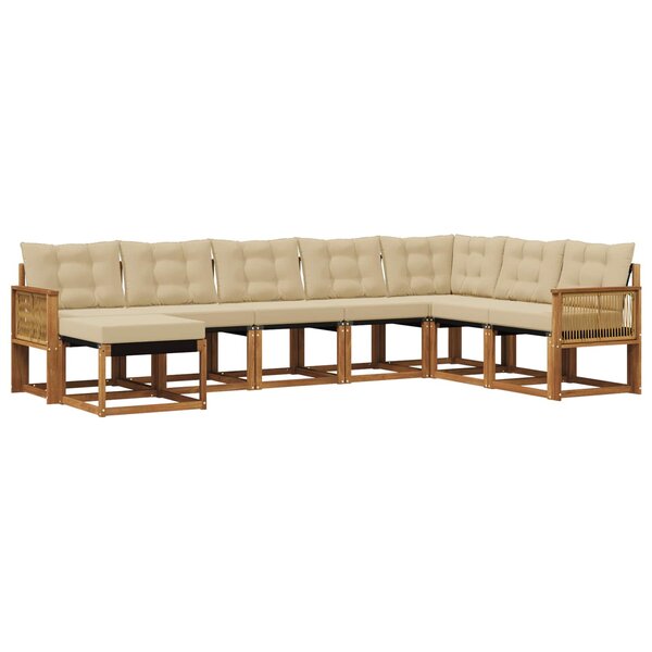 vidaXL Ensemble de canapés d'extérieur 8 pc Naturel et Beige