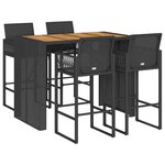 vidaXL Ensemble de bar de jardin 5 Pièces sans coussins noir poly rotin