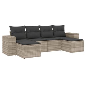 vidaXL Salon de jardin 6 Pièces avec coussins gris clair résine tressée