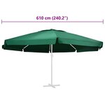 vidaXL Tissu de remplacement pour parasol d'extérieur Vert 610 cm
