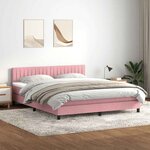 vidaXL Sommier à lattes de lit avec matelas et LED rose 180x210 cm velours