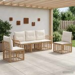 vidaXL Ensemble de canapés d'extérieur 5 Pièces Blanc Naturel et Crème