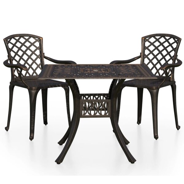 vidaXL Ensemble de bistro 3 Pièces Aluminium coulé Bronze