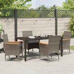 vidaXL Ensemble de salle à manger pour jardin 5 Pièces Gris Poly rotin