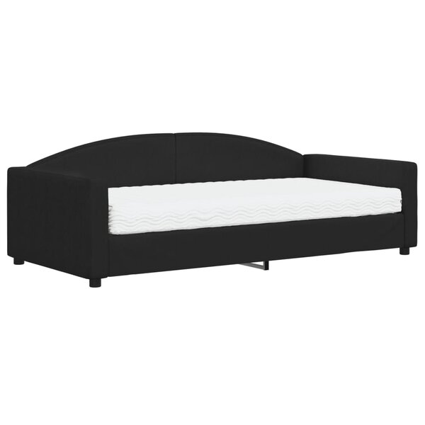 vidaXL Lit de jour avec matelas noir 100x200 cm tissu