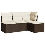 vidaXL Salon de jardin 4 Pièces avec coussins marron résine tressée