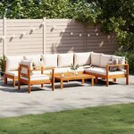 vidaXL Salon de jardin avec coussins 6 Pièces bois d'acacia solide