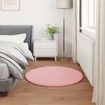 vidaXL Tapis en Fourrure Synthétique de Lapin Olite Rose Ø 80 cm