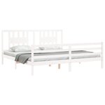 vidaXL Cadre de lit avec tête de lit blanc Super King Size bois massif