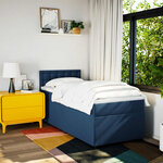 vidaXL Sommier à lattes de lit avec matelas Bleu 90x200 cm Tissu