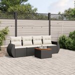vidaXL Salon de jardin 5 Pièces avec coussins noir résine tressée