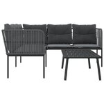 vidaXL Ensemble de canapés de jardin et coussins noir acier textilène