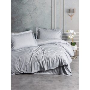 Parure de lit - housse de couette 220 x 240 + 2 taies d'oreiller 60 x 60 - Satiné coton - Gris