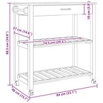vidaXL Chariot de cuisine MONZA Noir 84 x 40 x 88 5 cm