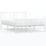 vidaXL Cadre de lit métal avec tête de lit/pied de lit blanc 120x190cm