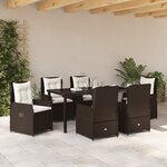 vidaXL Ensemble repas jardin 7 pièces en poly rattan marron