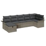 vidaXL Ensemble de canapé de jardin avec coussin 7 Pièces Gris Poly rotin