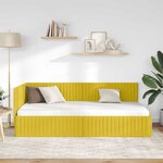 vidaXL Cadre de lit d'angle Jaune 100 cm x 200 cm Velours