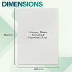 ACROPAQ 25 Pochettes de plastification A3 - 80 mic  25 Feuilles de plastification Standard- Brillantes  Qualité- Coins arrondis