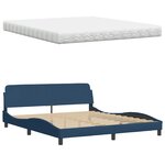 vidaXL Lit avec matelas bleu 180x200 cm tissu