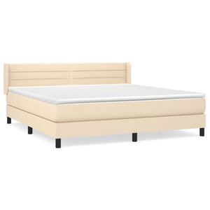 vidaXL Sommier à lattes de lit avec matelas Crème 180x200 cm Tissu