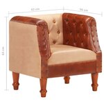 vidaXL Chaise cabriolet marron cuir véritable bois de manguier massif