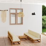 vidaXL Salon de jardin 9 Pièces avec coussins Bois de pin massif