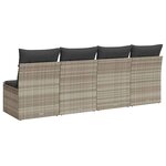 vidaXL Canapé de jardin et coussins 4 places gris clair résine tressée