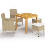vidaXL Ensemble de salle à manger de jardin 5 Pièces Beige
