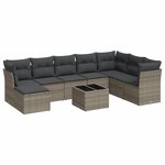 vidaXL Salon de jardin 9 Pièces avec coussins gris résine tressée