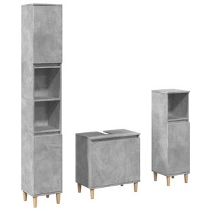 vidaXL Ensemble de meubles de salle de bain 3 Pièces gris béton
