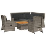vidaXL Salon de jardin 6 Pièces avec coussins Gris Résine tressée