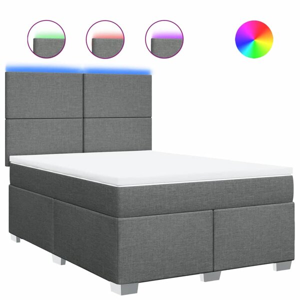 vidaXL Sommier à lattes de lit avec matelas Gris foncé 160x200cm Tissu