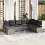 vidaXL Ensemble de canapé de jardin avec coussin 8 Pièces Noir  Crème
