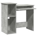 vidaXL Bureau avec étagères gris béton 84x40x78 cm bois d'ingénierie
