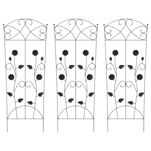 vidaXL Clôture de jardin 3 Pièces Noir 110 5 x 42 5 cm Acier