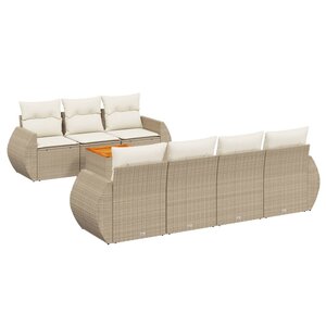 vidaXL Salon de jardin avec coussins 8 Pièces beige résine tressée