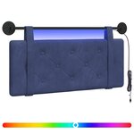 vidaXL Tête de lit suspendue Avec lumière LED Bleu police Velours