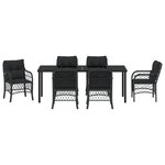 vidaXL Ensemble de salle à manger jardin 7 pièces avec coussins en rattan noir